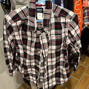 Carters Long Sleeve Plaid Black/White/Red